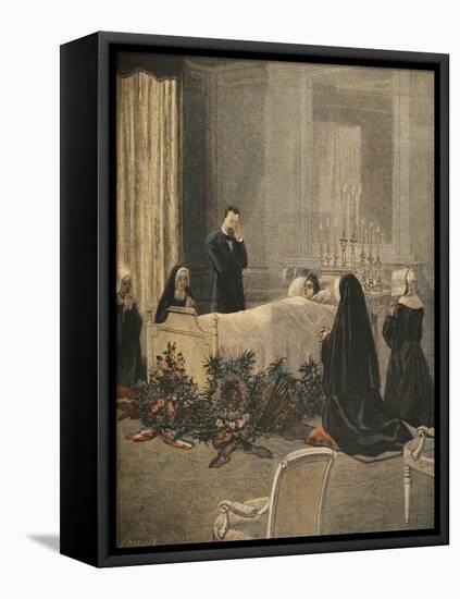 Madame Carnot on Her Deathbed, Illustration from 'Le Petit Journal: Supplement Illustre'-French-Framed Premier Image Canvas