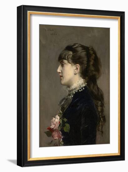 Madame Céline Leclanché, 1881 (Oil on Canvas)-Giovanni Boldini-Framed Giclee Print