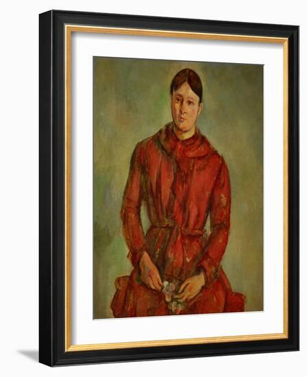 Madame Cezanne in a Red Dress, 1888-1890-Paul Cézanne-Framed Giclee Print