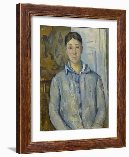 Madame Cézanne in Blue, 1890-Paul Cézanne-Framed Giclee Print