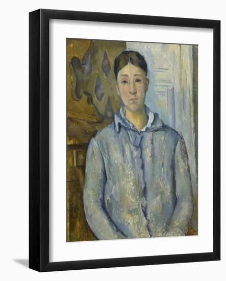 Madame Cézanne in Blue, 1890-Paul Cézanne-Framed Giclee Print