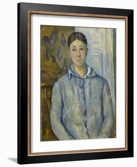 Madame Cézanne in Blue, 1890-Paul Cézanne-Framed Giclee Print