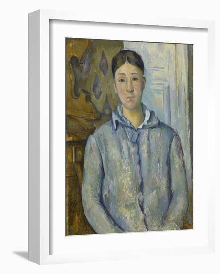 Madame Cézanne in Blue, 1890-Paul Cézanne-Framed Giclee Print