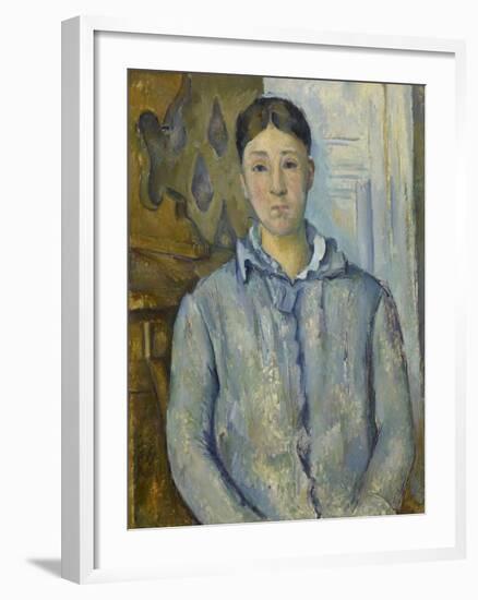 Madame Cézanne in Blue, 1890-Paul Cézanne-Framed Giclee Print