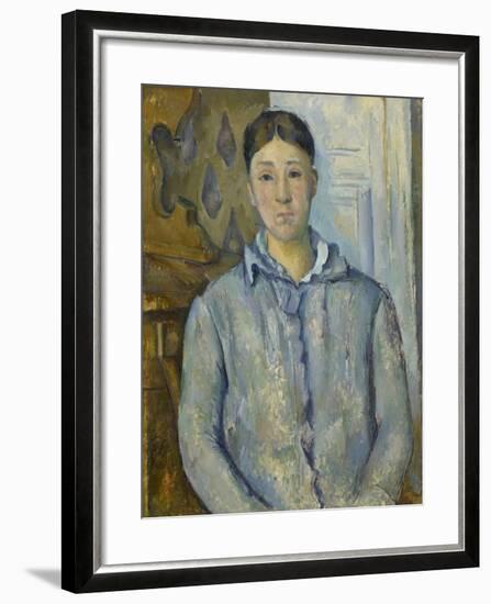 Madame Cézanne in Blue, 1890-Paul Cézanne-Framed Giclee Print