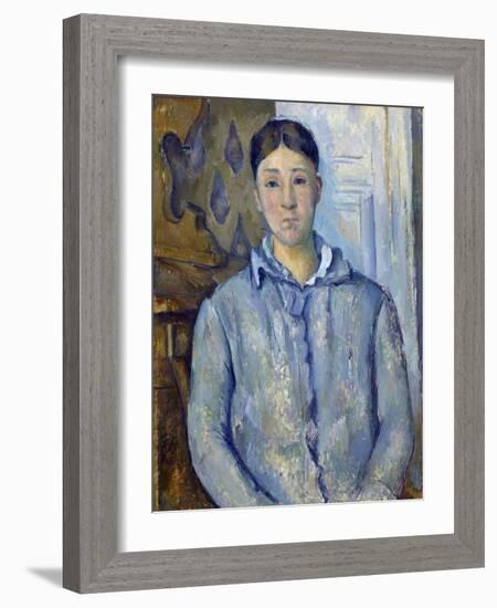 Madame Cezanne in Blue-Paul Cézanne-Framed Giclee Print