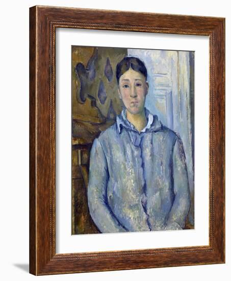 Madame Cezanne in Blue-Paul Cézanne-Framed Giclee Print