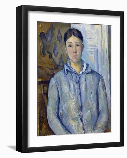 Madame Cezanne in Blue-Paul Cézanne-Framed Giclee Print