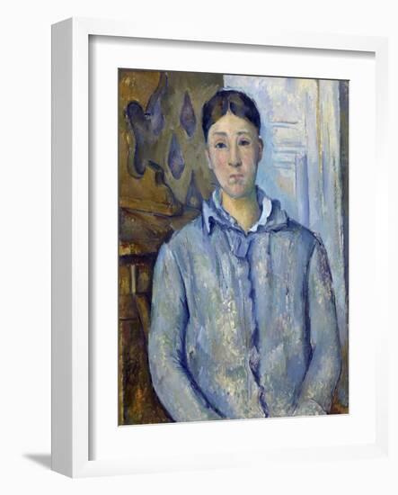 Madame Cezanne in Blue-Paul Cézanne-Framed Giclee Print