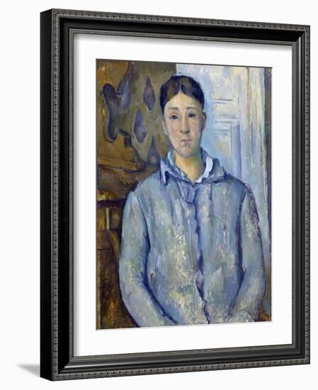 Madame Cezanne in Blue-Paul Cézanne-Framed Giclee Print