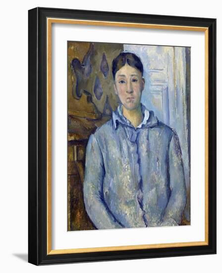 Madame Cezanne in Blue-Paul Cézanne-Framed Giclee Print