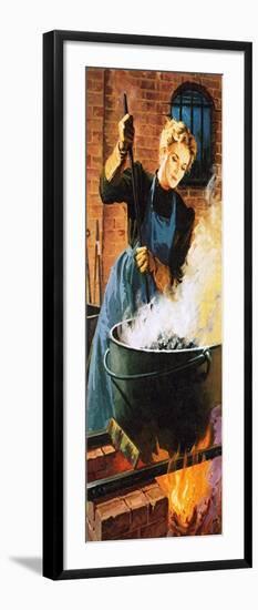 Madame Curie at Work in Her Laboratory-English School-Framed Giclee Print