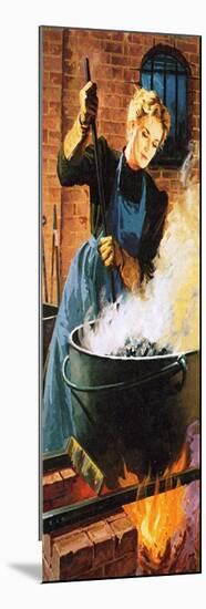Madame Curie at Work in Her Laboratory-English School-Mounted Giclee Print