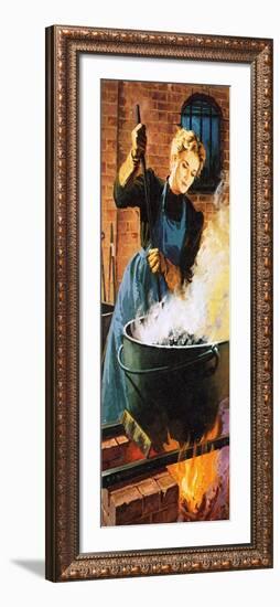 Madame Curie at Work in Her Laboratory-English School-Framed Giclee Print