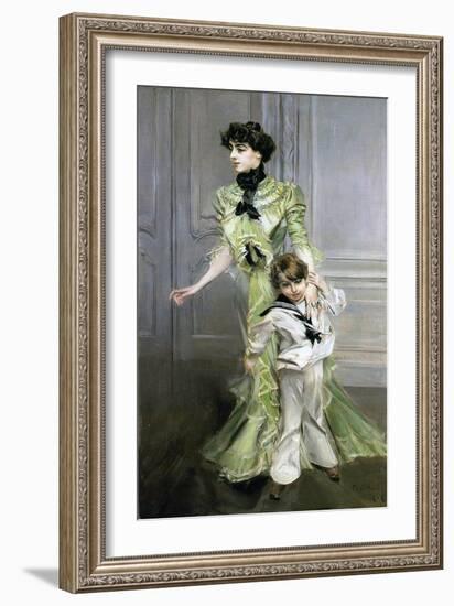 Madame Georges Hugo and Her Son Jean, 1898-Giovanni Boldini-Framed Giclee Print