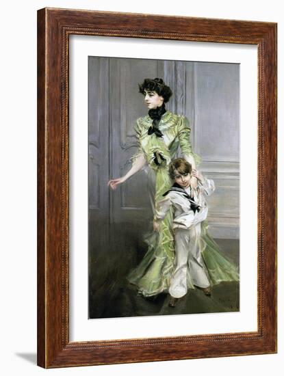 Madame Georges Hugo and Her Son Jean, 1898-Giovanni Boldini-Framed Giclee Print