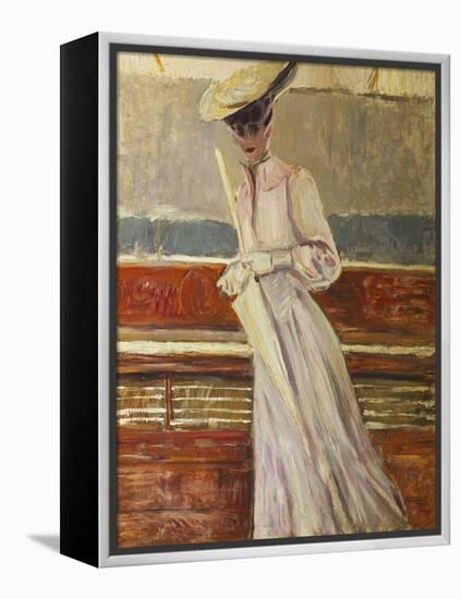 Madame Helleu on the Yacht Etoile-Paul Cesar Helleu-Framed Premier Image Canvas