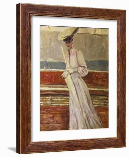 Madame Helleu on the Yacht Etoile-Paul Cesar Helleu-Framed Giclee Print