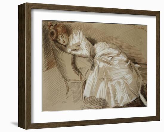 Madame Helleu Reclining on a Chaise-Longue-Paul Cesar Helleu-Framed Giclee Print