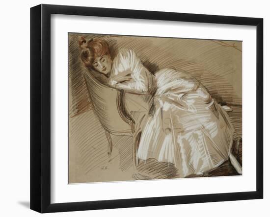 Madame Helleu Reclining on a Chaise-Longue-Paul Cesar Helleu-Framed Giclee Print