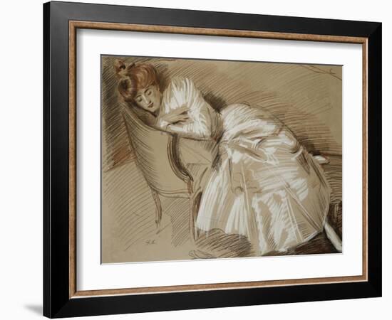 Madame Helleu Reclining on a Chaise-Longue-Paul Cesar Helleu-Framed Giclee Print