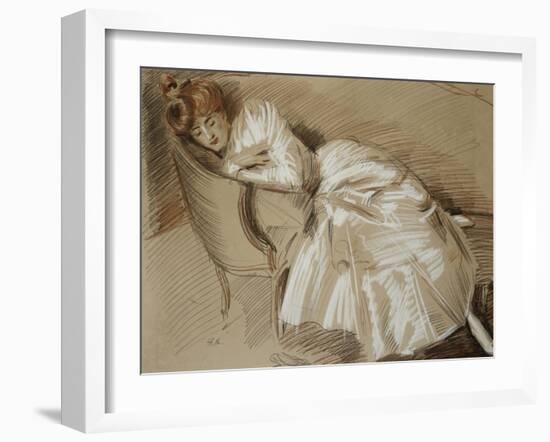 Madame Helleu Reclining on a Chaise-Longue-Paul Cesar Helleu-Framed Giclee Print