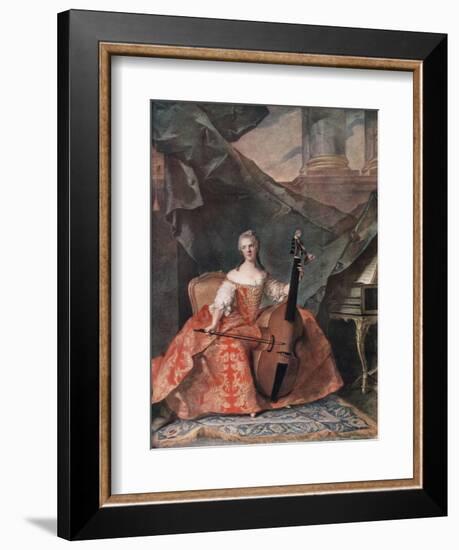 Madame Henriette De France in Court Costume Playing a Bass Viol, 1754-Jean-Marc Nattier-Framed Giclee Print