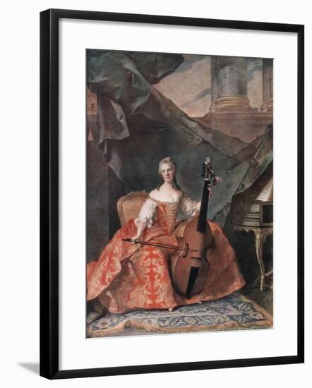 Madame Henriette De France in Court Costume Playing a Bass Viol, 1754-Jean-Marc Nattier-Framed Giclee Print