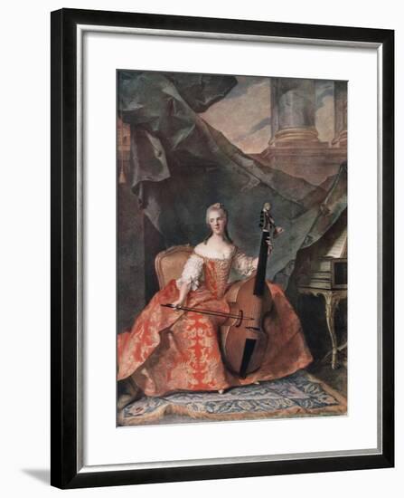 Madame Henriette De France in Court Costume Playing a Bass Viol, 1754-Jean-Marc Nattier-Framed Giclee Print