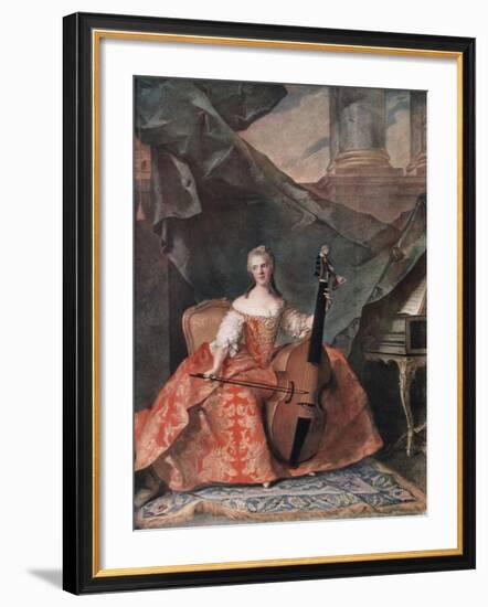 Madame Henriette De France in Court Costume Playing a Bass Viol, 1754-Jean-Marc Nattier-Framed Giclee Print