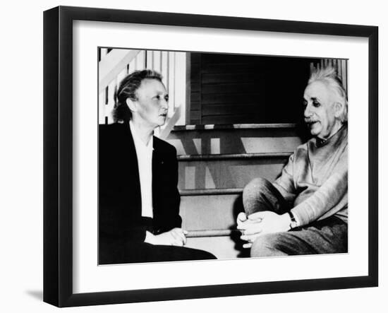 Madame Joliot-Curie and Albert Einstein-null-Framed Photo