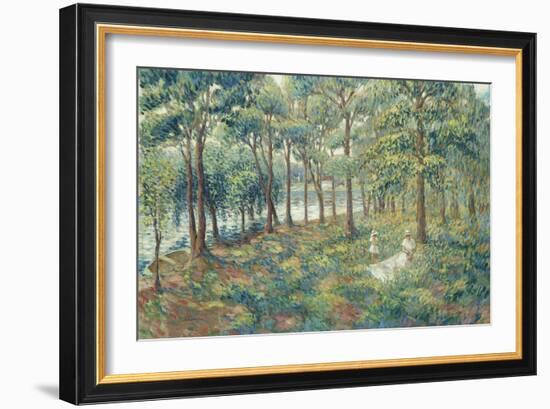 Madame Lebasque and Her Son on the Bank of the Marne; Madame Lebasque Et Sa Fille Au Bord De La…-Henri Lebasque-Framed Giclee Print