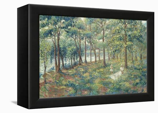 Madame Lebasque and Her Son on the Bank of the Marne; Madame Lebasque Et Sa Fille Au Bord De La…-Henri Lebasque-Framed Premier Image Canvas