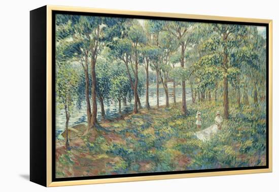 Madame Lebasque and Her Son on the Bank of the Marne; Madame Lebasque Et Sa Fille Au Bord De La…-Henri Lebasque-Framed Premier Image Canvas