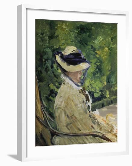 Madame Manet Im Garten Von Bellevue-Edouard Manet-Framed Giclee Print