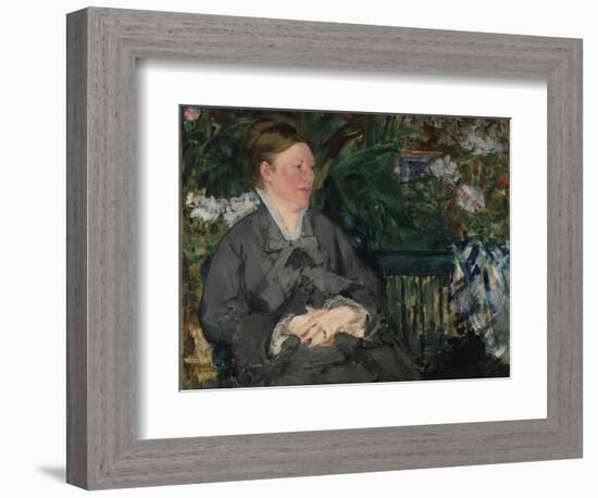 Madame Manet in the Conservatory, 1879 (Oil on Canvas)-Edouard Manet-Framed Giclee Print