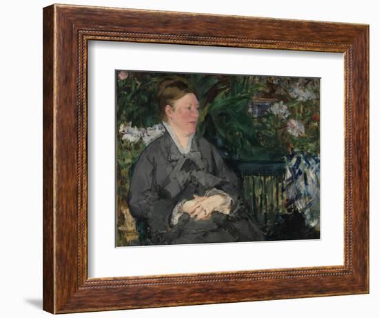 Madame Manet in the Conservatory, 1879 (Oil on Canvas)-Edouard Manet-Framed Giclee Print