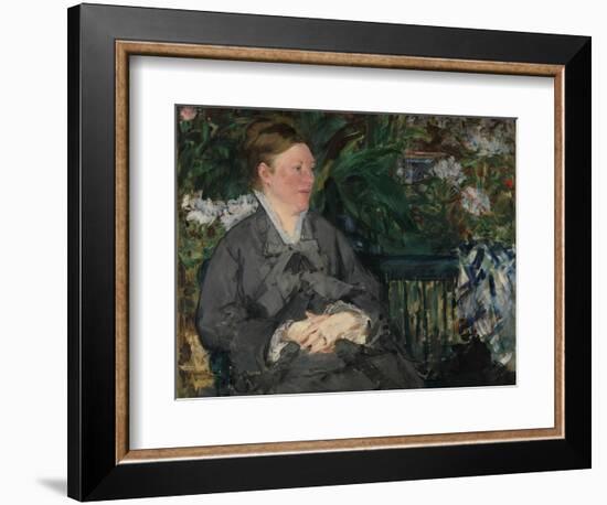 Madame Manet in the Conservatory, 1879 (Oil on Canvas)-Edouard Manet-Framed Giclee Print