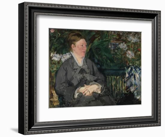 Madame Manet in the Conservatory, 1879 (Oil on Canvas)-Edouard Manet-Framed Giclee Print