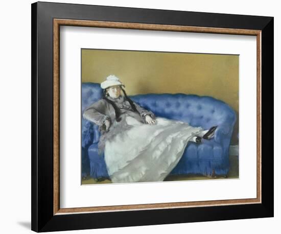 Madame Manet on a Blue Sofa, 1874-Edouard Manet-Framed Giclee Print