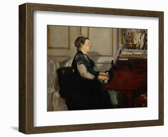 Madame Manet (Suzanne Leenhoff, 1830-1906) at the Piano-Edouard Manet-Framed Giclee Print