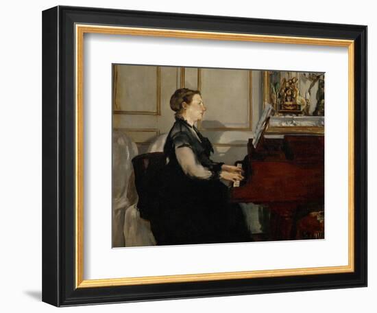 Madame Manet (Suzanne Leenhoff, 1830-1906) at the Piano-Edouard Manet-Framed Giclee Print