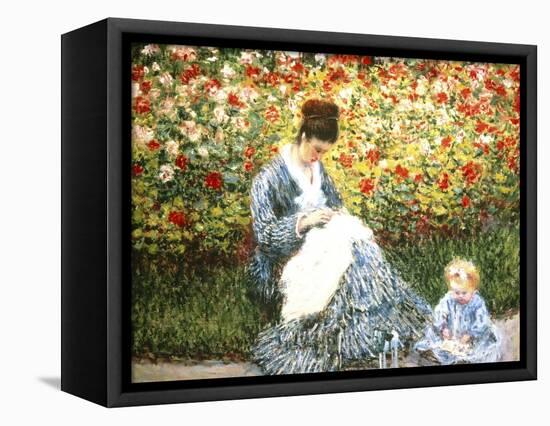 Madame Monet and Child in a Garden-Claude Monet-Framed Premier Image Canvas