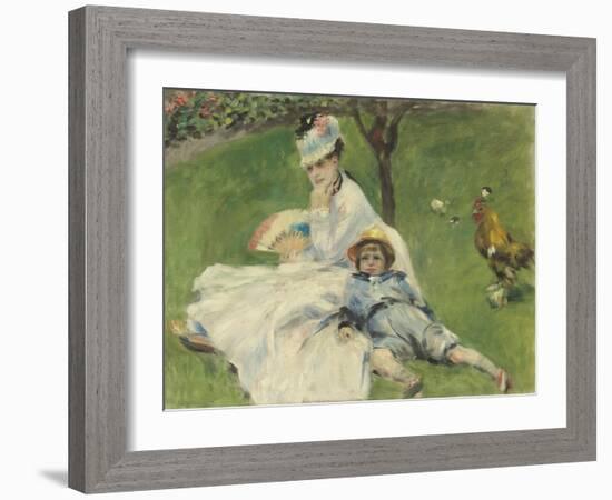 Madame Monet and Her Son, 1874-Pierre-Auguste Renoir-Framed Art Print