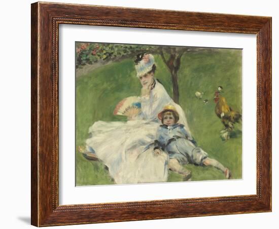 Madame Monet and Her Son, 1874-Pierre-Auguste Renoir-Framed Art Print