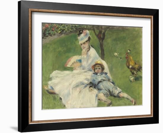 Madame Monet and Her Son, 1874-Pierre-Auguste Renoir-Framed Art Print