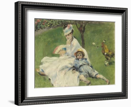 Madame Monet and Her Son, 1874-Pierre-Auguste Renoir-Framed Art Print