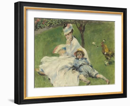 Madame Monet and Her Son, 1874-Pierre-Auguste Renoir-Framed Art Print