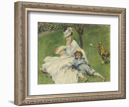 Madame Monet and Her Son, 1874-Pierre-Auguste Renoir-Framed Art Print