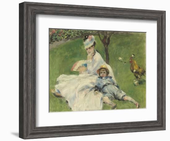 Madame Monet and Her Son, 1874-Pierre-Auguste Renoir-Framed Art Print